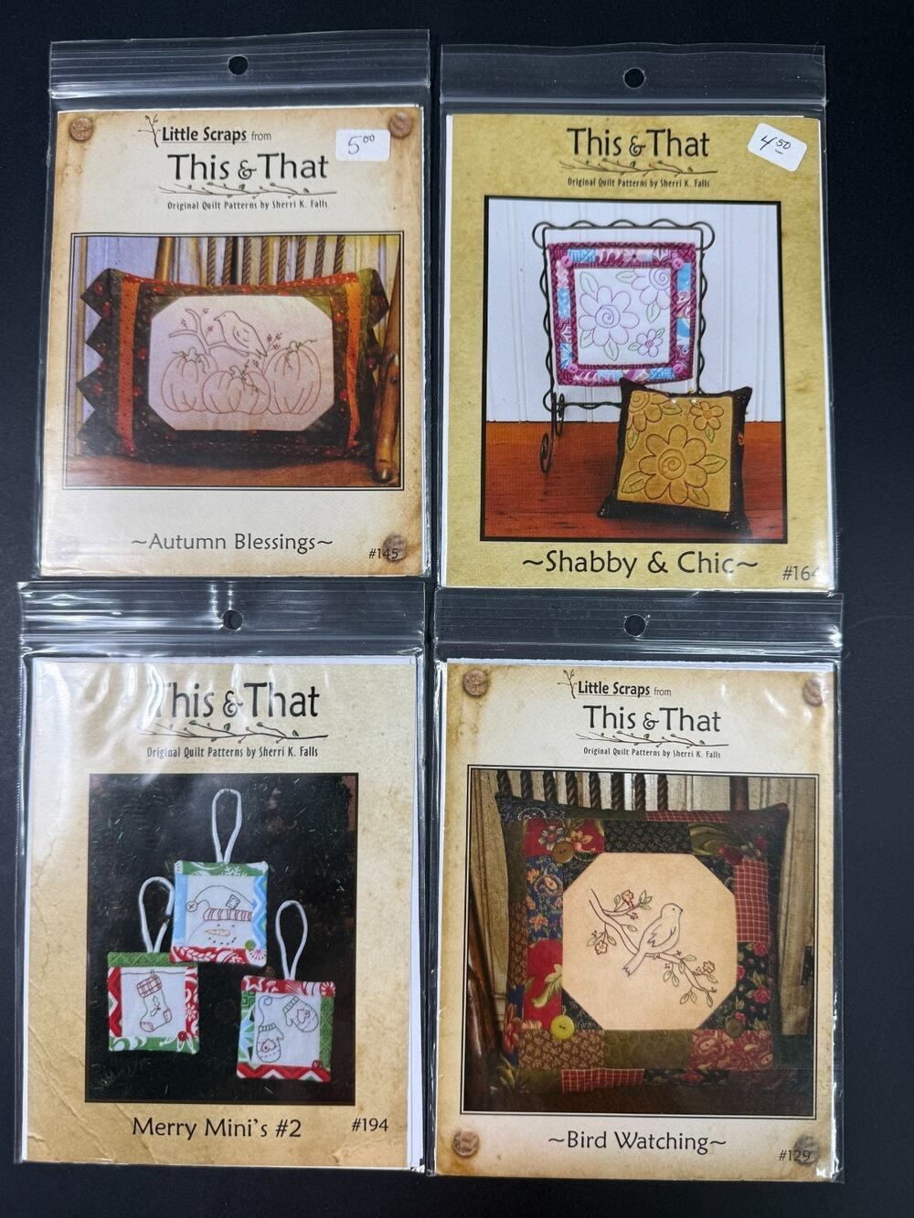This & That Quilt Patterns Lot of 4 Sherri K Falls Stitchery Pillow Ornaments